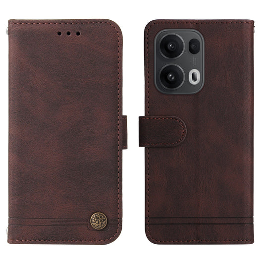 For Oppo Reno14 Pro 5G (China) / Oppo Reno13 Pro 5G / Oppo Reno14 Pro 5G (Global) Leather Wallet Cases Skin Touch Phone Cover Stand with Strap - Brown