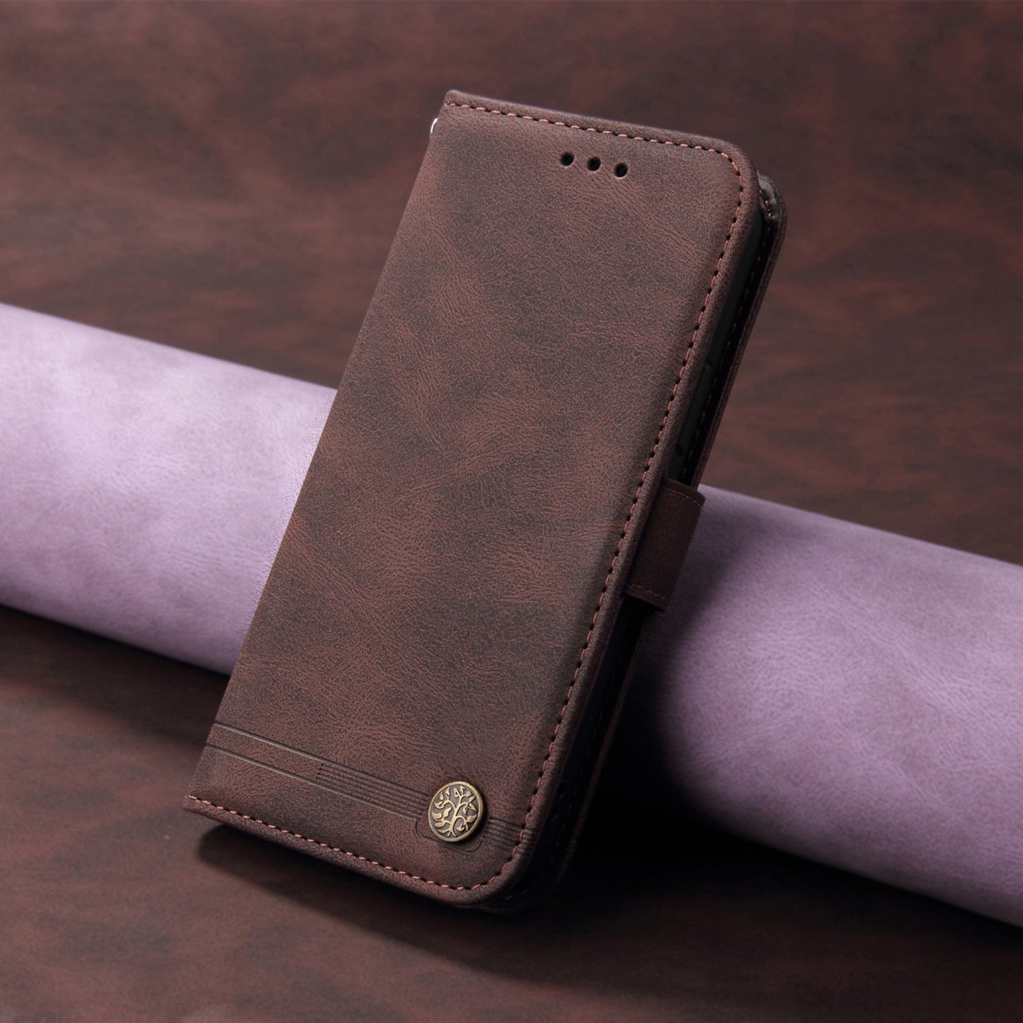 For Oppo Reno14 Pro 5G (China) / Oppo Reno13 Pro 5G / Oppo Reno14 Pro 5G (Global) Leather Wallet Cases Skin Touch Phone Cover Stand with Strap - Brown