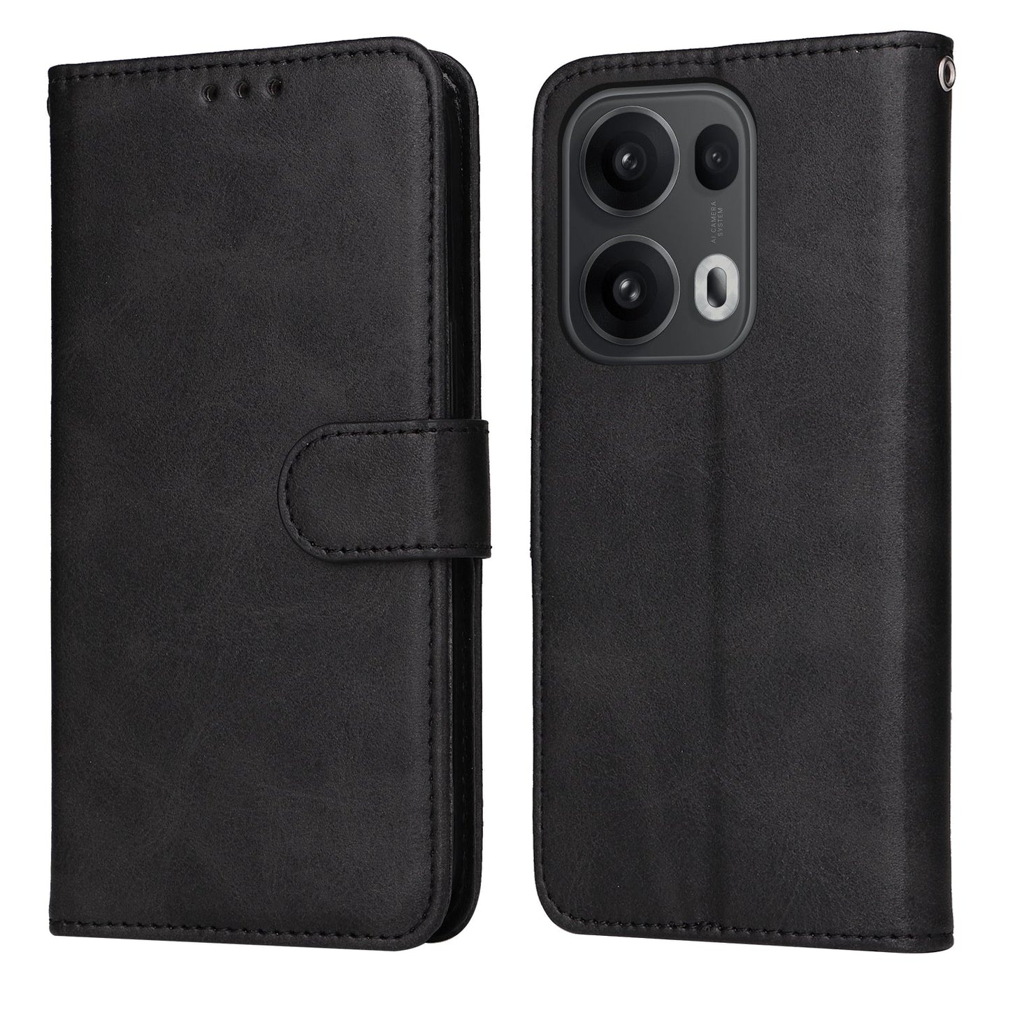 For Oppo Reno14 Pro 5G (China) / Oppo Reno13 Pro 5G / Oppo Reno14 Pro 5G (Global) Case Wallet PU Leather Folio Flip Phone Cover - Black