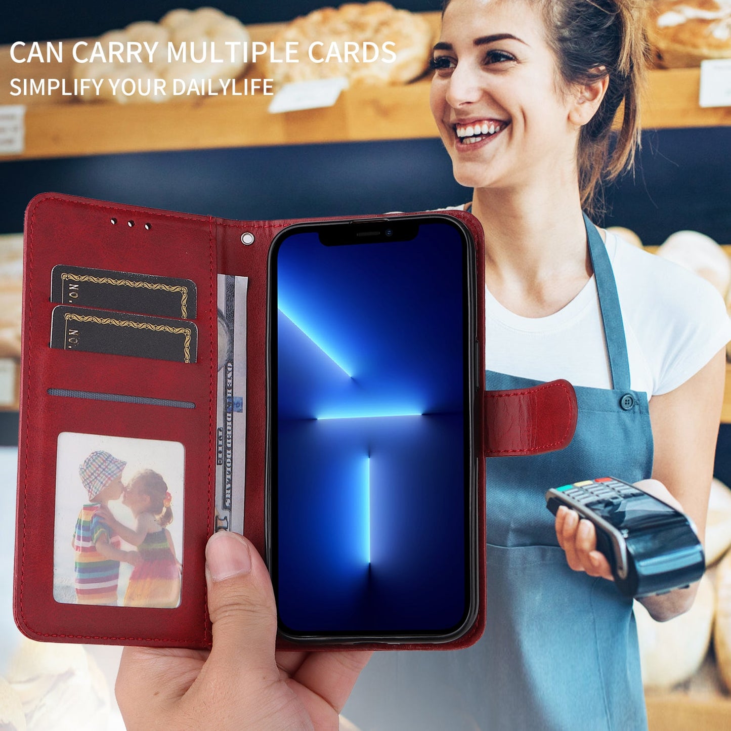 For Oppo Reno14 Pro 5G (China) / Oppo Reno13 Pro 5G / Oppo Reno14 Pro 5G (Global) Case Wallet PU Leather Folio Flip Phone Cover - Red