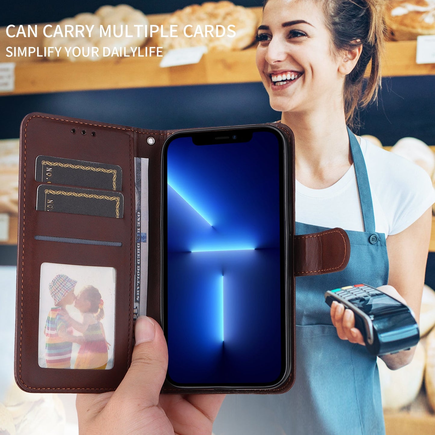 For Oppo Reno14 Pro 5G (China) / Oppo Reno13 Pro 5G / Oppo Reno14 Pro 5G (Global) Case Wallet PU Leather Folio Flip Phone Cover - Brown