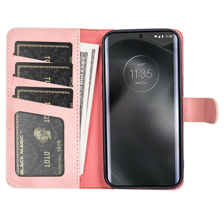 For Motorola Edge 30 Neo 5G Color Splicing PU Leather Shockproof Stand Wallet Case Magnetic Clasp Protective Cover - Red