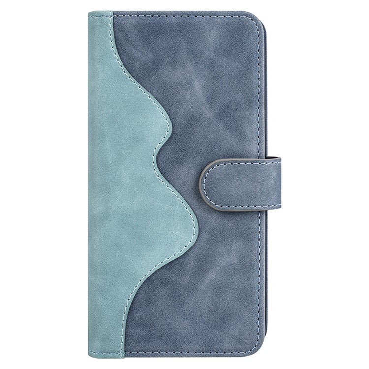 For Motorola Edge 30 Neo 5G Color Splicing PU Leather Shockproof Stand Wallet Case Magnetic Clasp Protective Cover - Blue