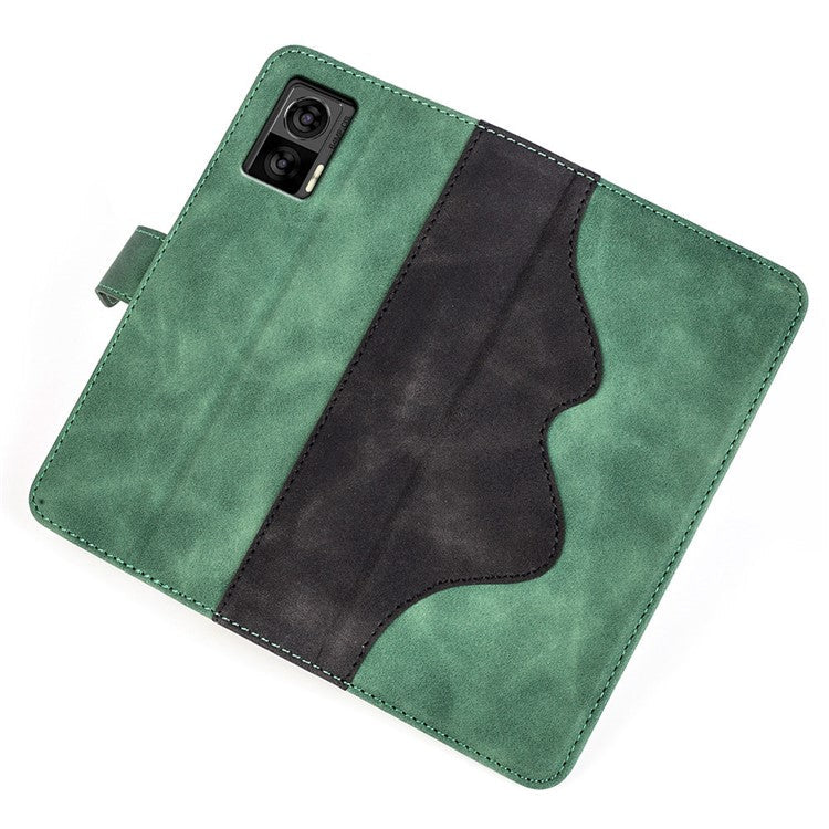 For Motorola Edge 30 Neo 5G Color Splicing PU Leather Shockproof Stand Wallet Case Magnetic Clasp Protective Cover - Green