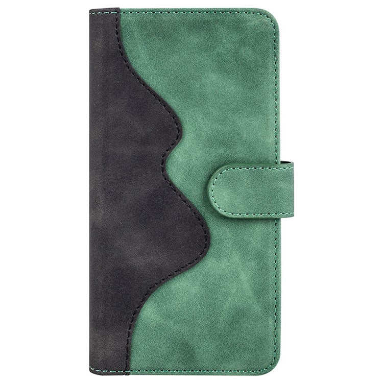 For Motorola Edge 30 Neo 5G Color Splicing PU Leather Shockproof Stand Wallet Case Magnetic Clasp Protective Cover - Green
