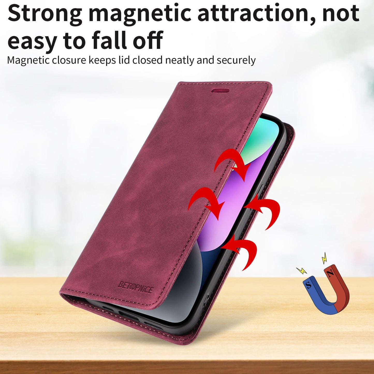 For Oppo Reno14 Pro 5G (China) / Oppo Reno13 Pro 5G / Oppo Reno14 Pro 5G (Global) Case BETOPNICE Magnetic Closure RFID Blocking Wallet Stand Leather Phone Cover - Red