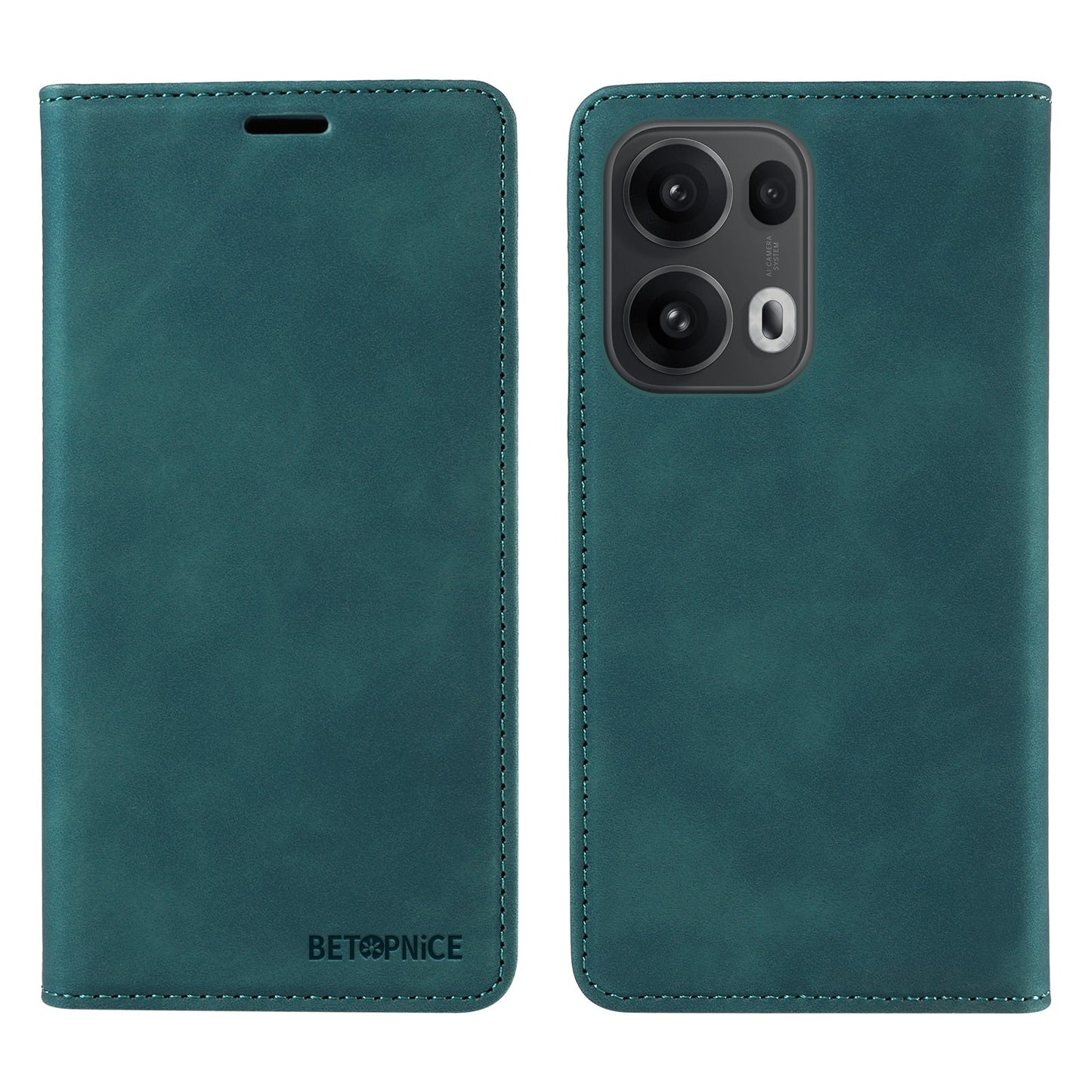 For Oppo Reno14 Pro 5G (China) / Oppo Reno13 Pro 5G / Oppo Reno14 Pro 5G (Global) Case BETOPNICE Magnetic Closure RFID Blocking Wallet Stand Leather Phone Cover - Green