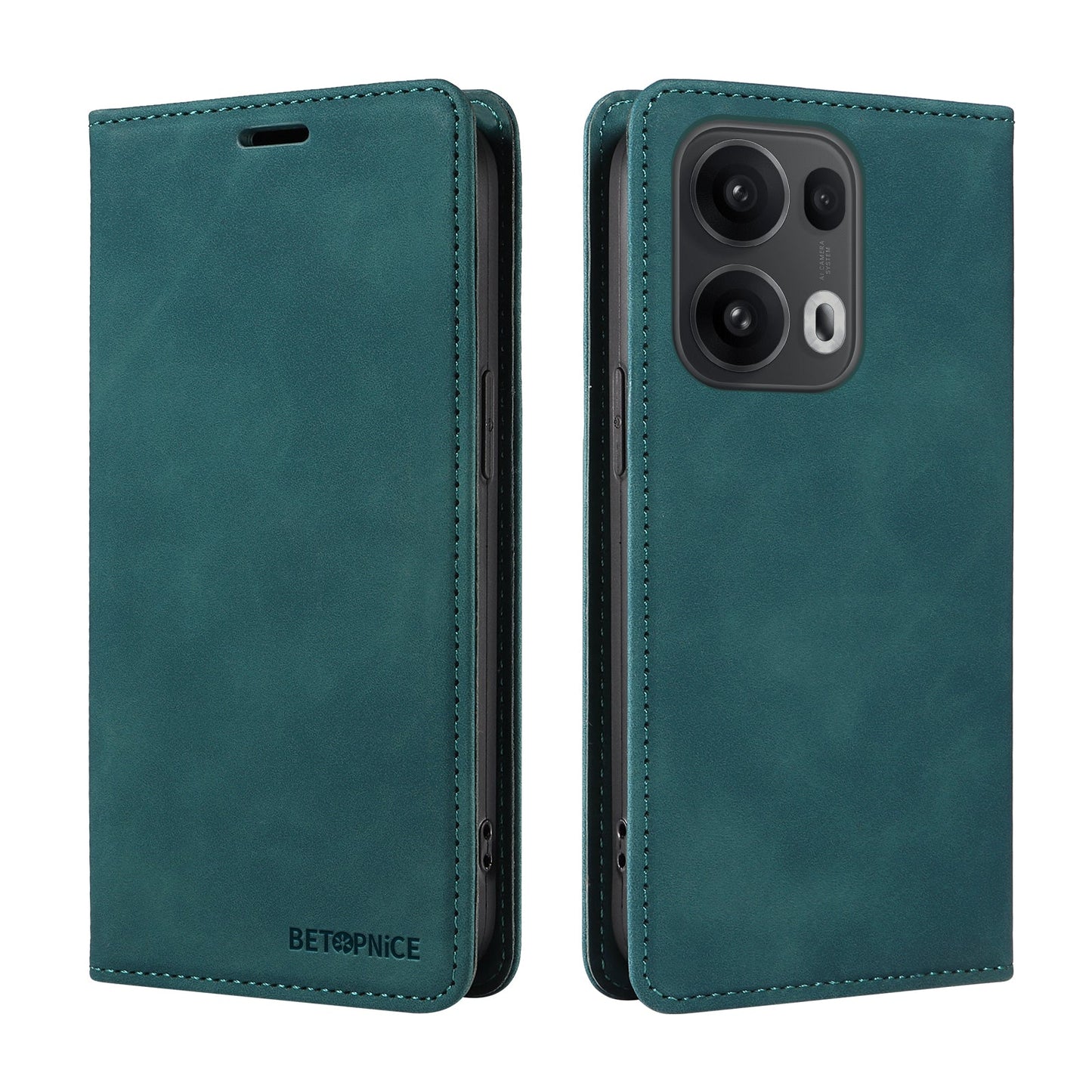 For Oppo Reno14 Pro 5G (China) / Oppo Reno13 Pro 5G / Oppo Reno14 Pro 5G (Global) Case BETOPNICE Magnetic Closure RFID Blocking Wallet Stand Leather Phone Cover - Green