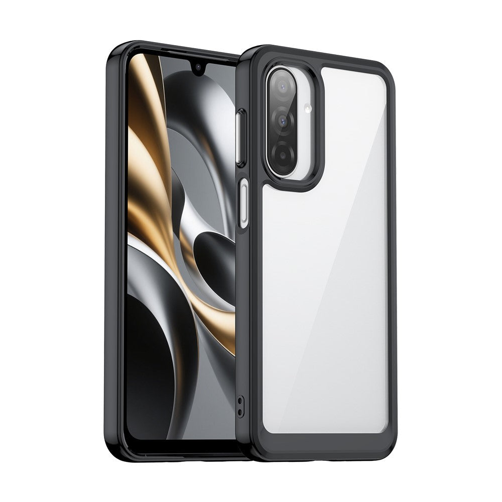 For Samsung Galaxy A17 5G Phone Case WANLONFENG XC Series TPU Acrylic Cover with Tempered Glass (Big Lens Hole) - Black
