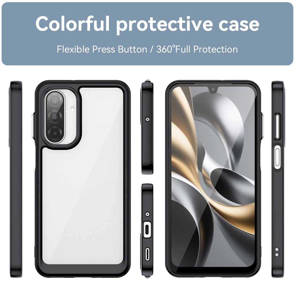 For Samsung Galaxy A17 5G Phone Case WANLONFENG XC Series TPU Acrylic Cover with Tempered Glass (Big Lens Hole) - Black
