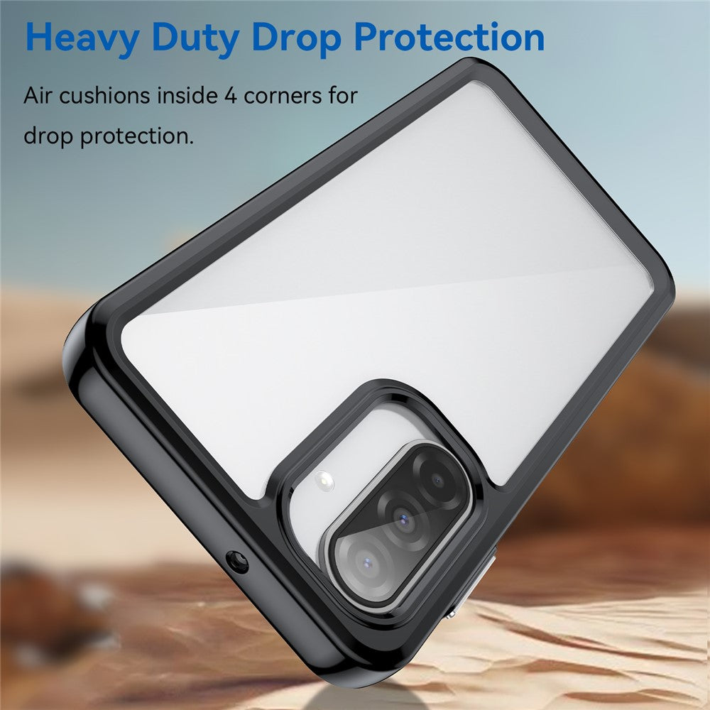 For Samsung Galaxy A17 5G Phone Case WANLONFENG XC Series TPU Acrylic Cover with Tempered Glass (Big Lens Hole) - Black