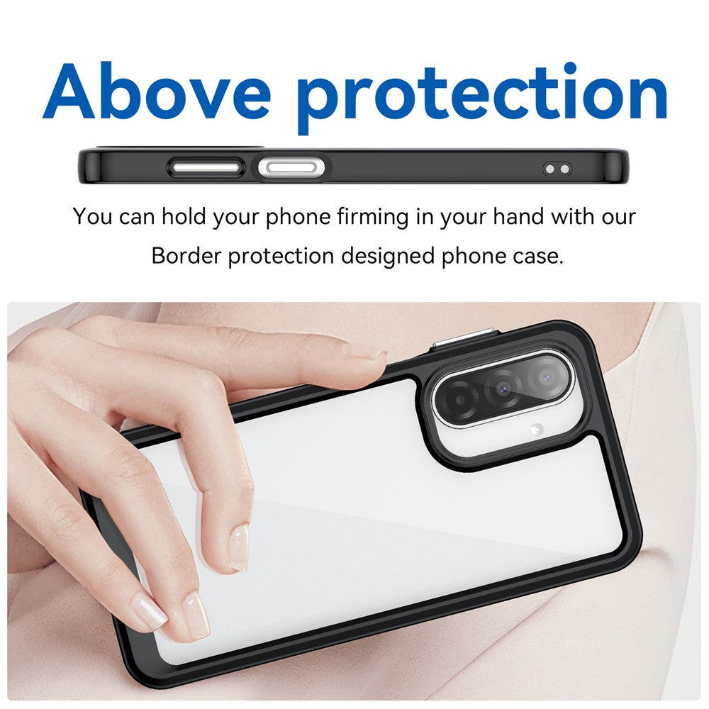 For Samsung Galaxy A17 5G Phone Case WANLONFENG XC Series TPU Acrylic Cover with Tempered Glass (Big Lens Hole) - Black