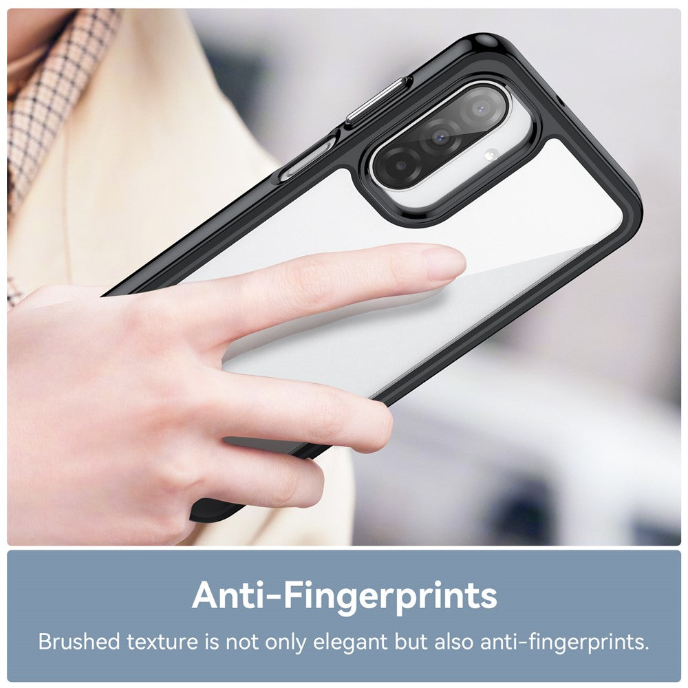 For Samsung Galaxy A17 5G Phone Case WANLONFENG XC Series TPU Acrylic Cover with Tempered Glass (Big Lens Hole) - Black