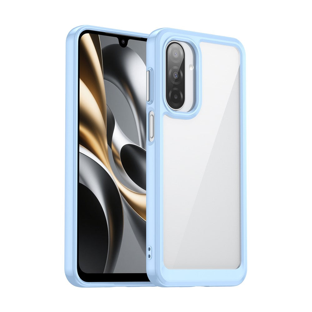 For Samsung Galaxy A17 5G Phone Case WANLONFENG XC Series TPU Acrylic Cover with Tempered Glass (Big Lens Hole) - Blue