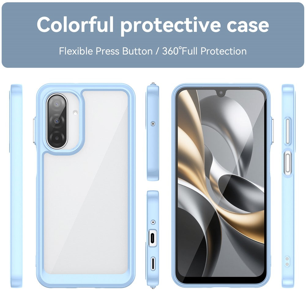 For Samsung Galaxy A17 5G Phone Case WANLONFENG XC Series TPU Acrylic Cover with Tempered Glass (Big Lens Hole) - Blue