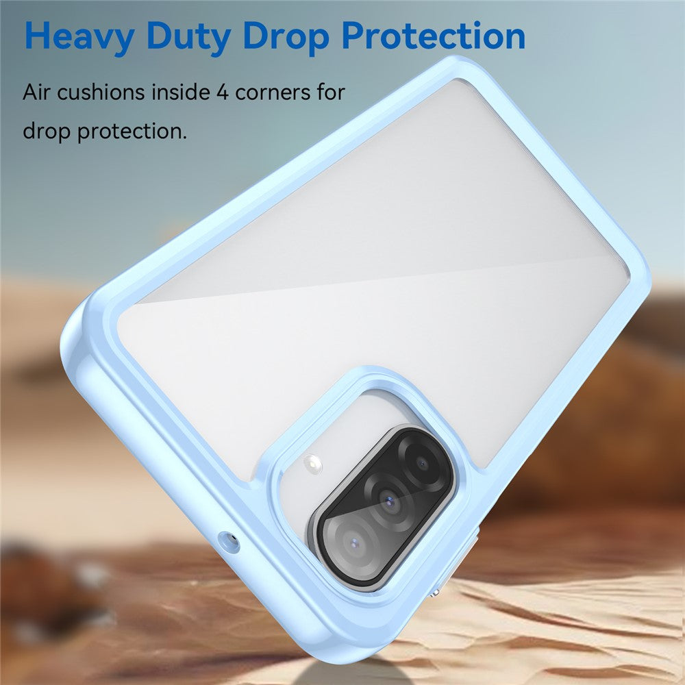 For Samsung Galaxy A17 5G Phone Case WANLONFENG XC Series TPU Acrylic Cover with Tempered Glass (Big Lens Hole) - Blue