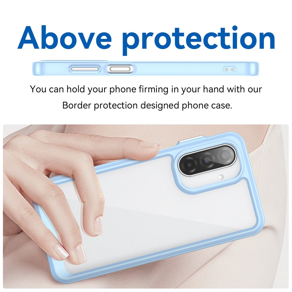 For Samsung Galaxy A17 5G Phone Case WANLONFENG XC Series TPU Acrylic Cover with Tempered Glass (Big Lens Hole) - Blue