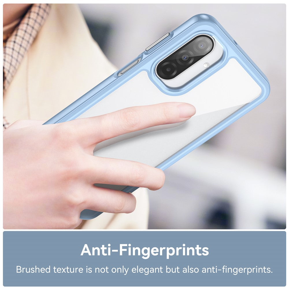 For Samsung Galaxy A17 5G Phone Case WANLONFENG XC Series TPU Acrylic Cover with Tempered Glass (Big Lens Hole) - Blue