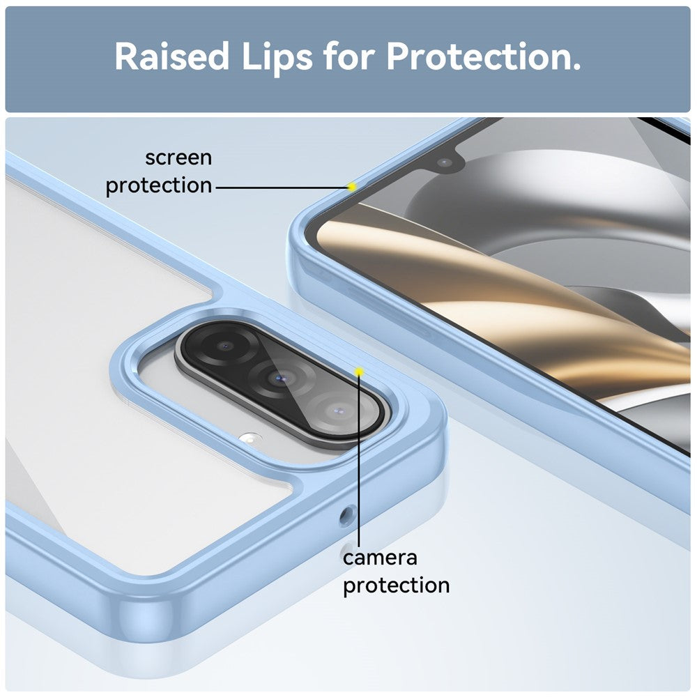 For Samsung Galaxy A17 5G Phone Case WANLONFENG XC Series TPU Acrylic Cover with Tempered Glass (Big Lens Hole) - Blue