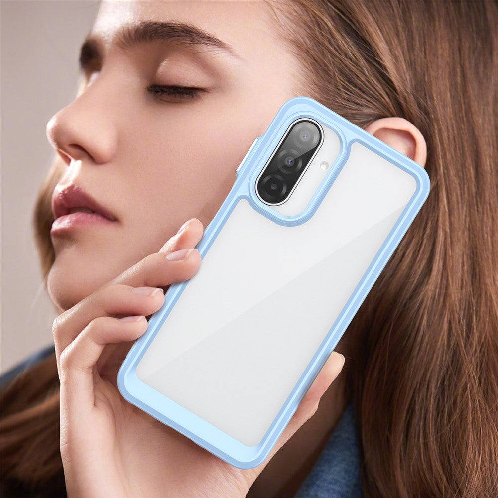 For Samsung Galaxy A17 5G Phone Case WANLONFENG XC Series TPU Acrylic Cover with Tempered Glass (Big Lens Hole) - Blue