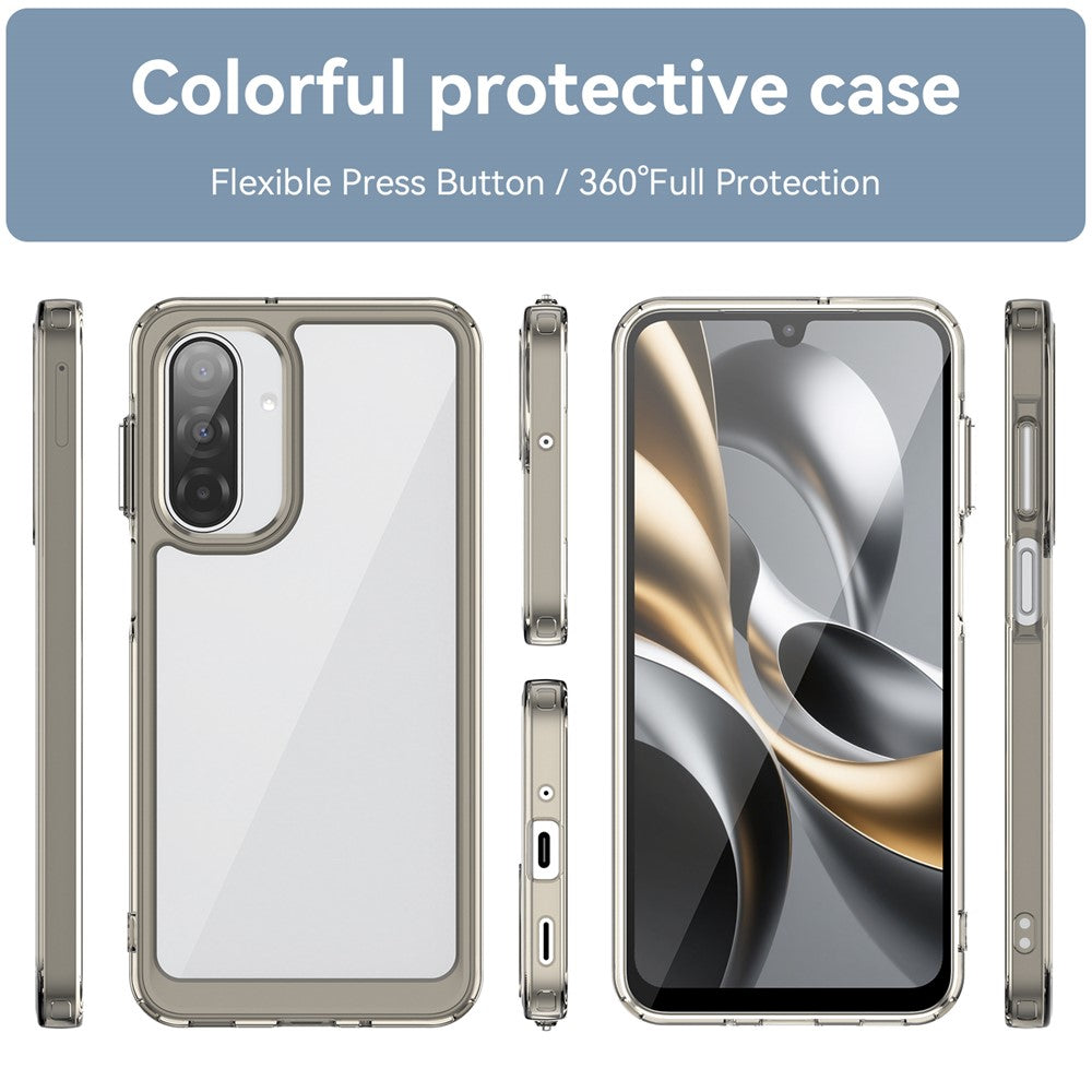 For Samsung Galaxy A17 5G Phone Case WANLONFENG XC Series TPU Acrylic Cover with Tempered Glass (Big Lens Hole) - Transparent Grey