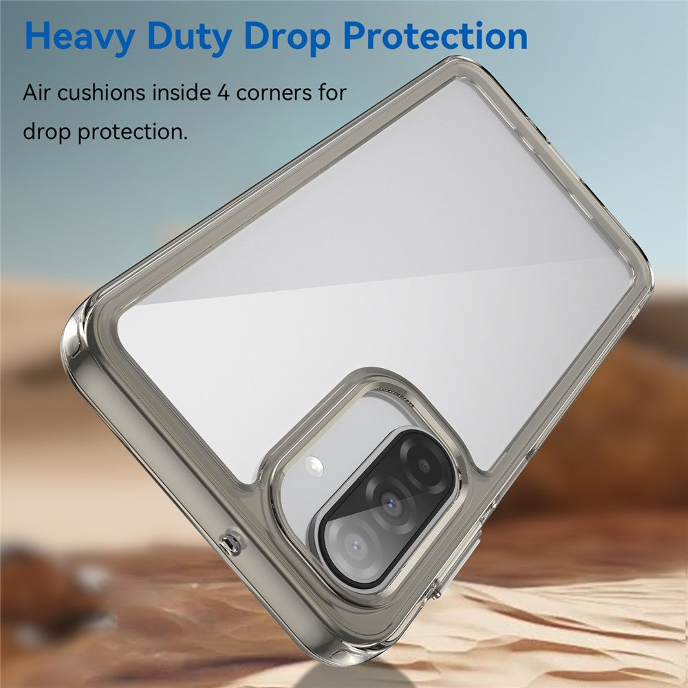 For Samsung Galaxy A17 5G Phone Case WANLONFENG XC Series TPU Acrylic Cover with Tempered Glass (Big Lens Hole) - Transparent Grey