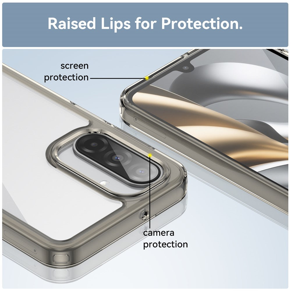 For Samsung Galaxy A17 5G Phone Case WANLONFENG XC Series TPU Acrylic Cover with Tempered Glass (Big Lens Hole) - Transparent Grey