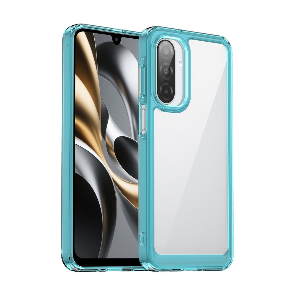 For Samsung Galaxy A17 5G Phone Case WANLONFENG XC Series TPU Acrylic Cover with Tempered Glass (Big Lens Hole) - Transparent Blue
