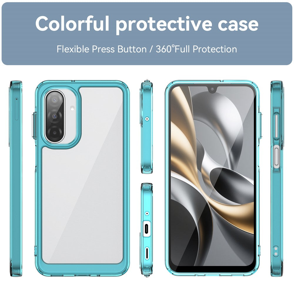 For Samsung Galaxy A17 5G Phone Case WANLONFENG XC Series TPU Acrylic Cover with Tempered Glass (Big Lens Hole) - Transparent Blue