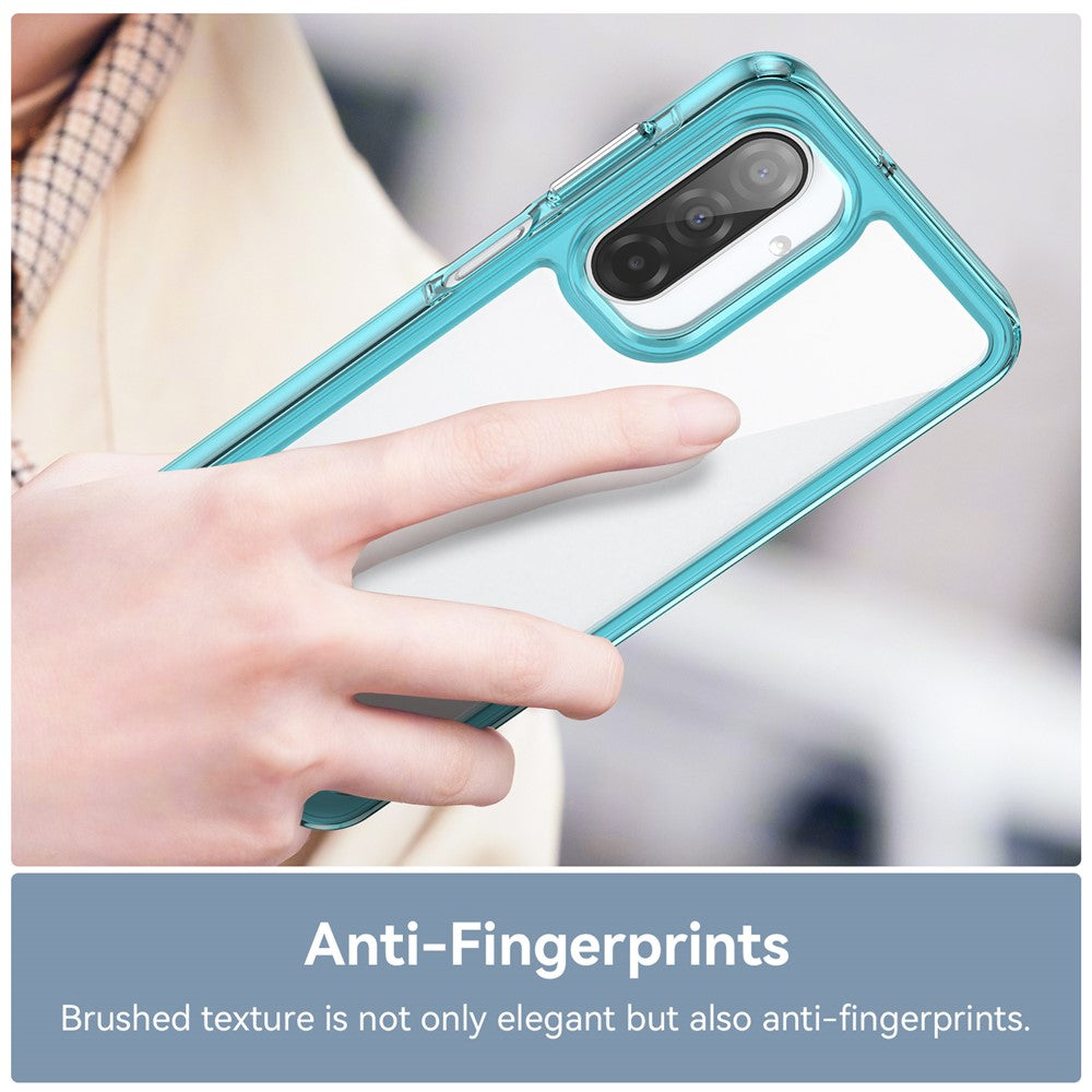 For Samsung Galaxy A17 5G Phone Case WANLONFENG XC Series TPU Acrylic Cover with Tempered Glass (Big Lens Hole) - Transparent Blue