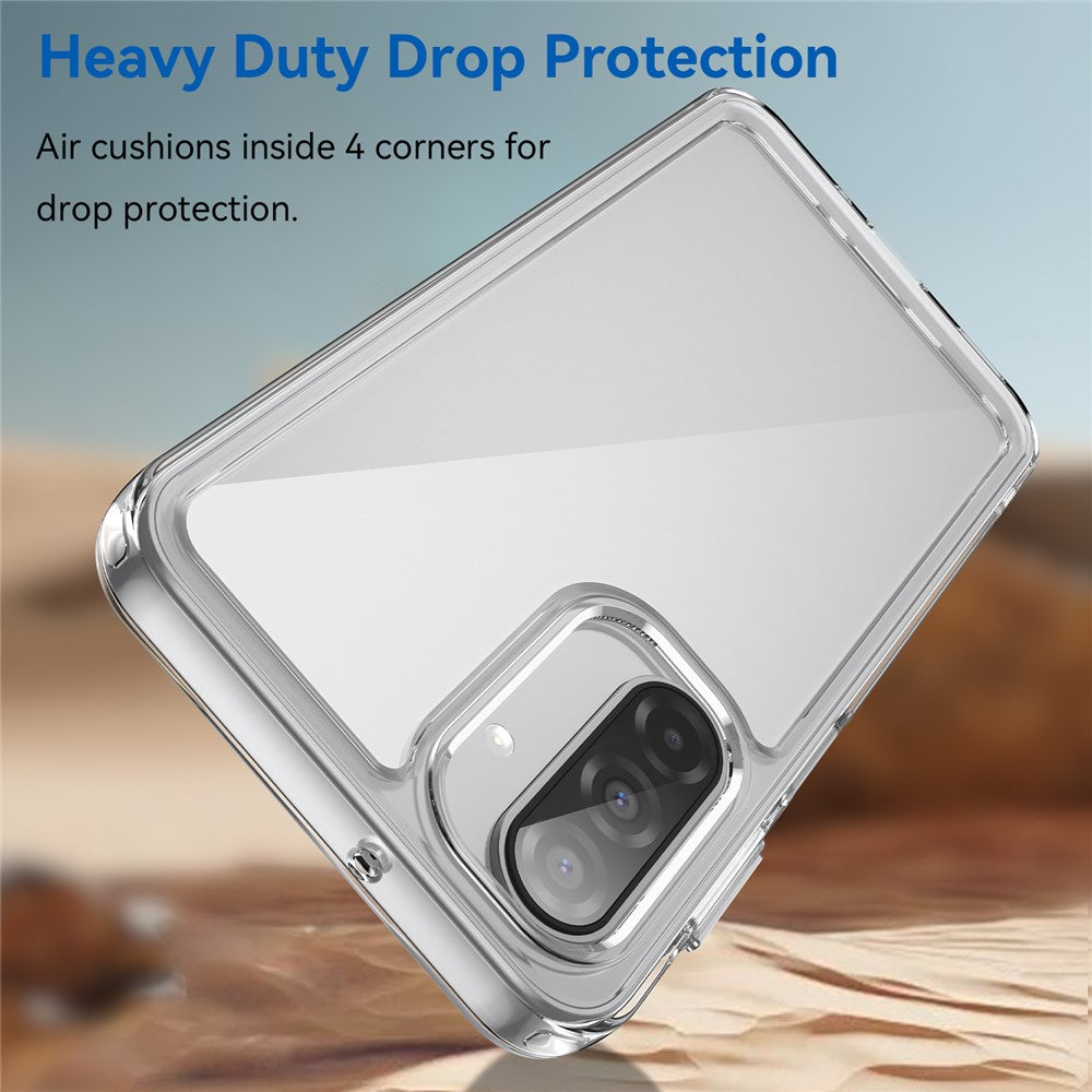 For Samsung Galaxy A17 5G Clear Phone Case WANLONFENG MF2 Series TPU Acrylic Cover with 2Pcs Tempered Glass - Transparent