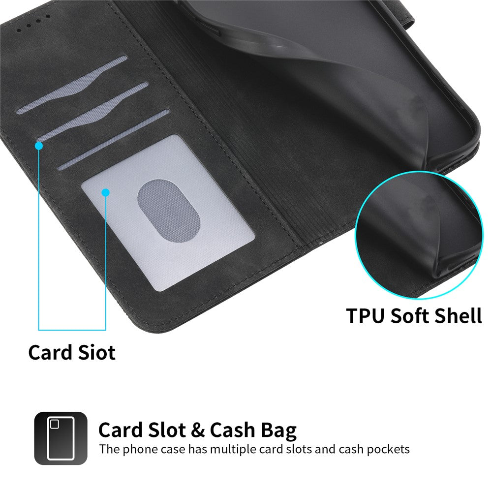 DIERFENG DF-03 For iPhone 17 Pro Max Case Lines Imprint Wallet Leather Phone Cover with Wrist Strap - Black