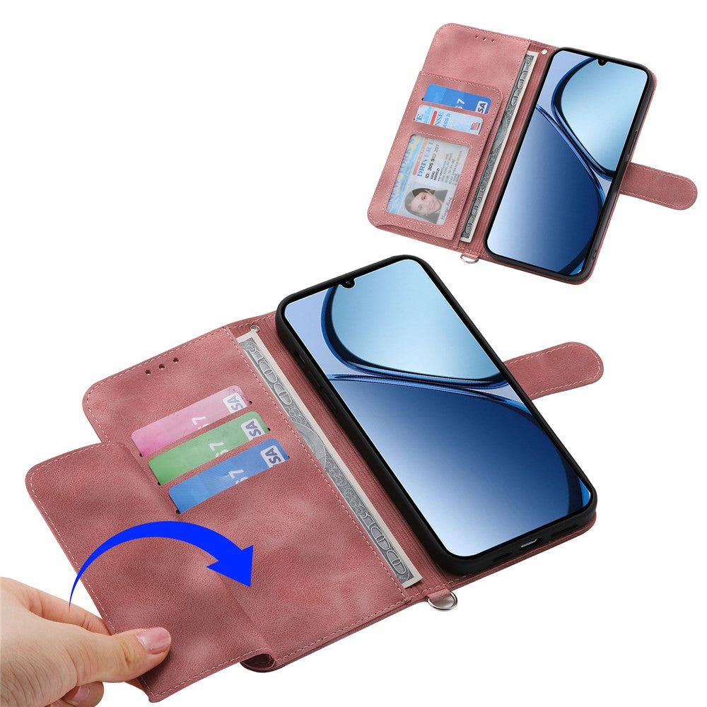 For Oppo Reno14 Pro 5G (Global) Case Flower Pattern PU Leather Wallet Phone Cover with Strap - Pink