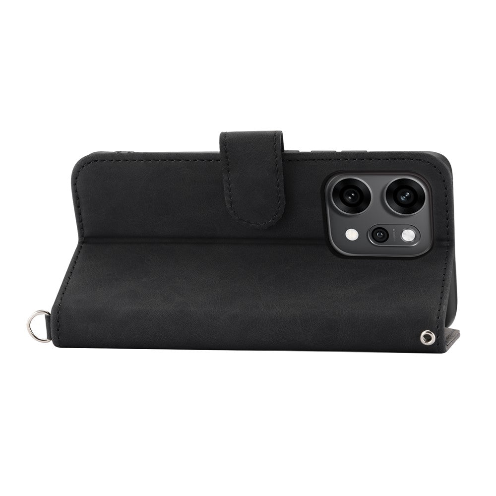 For Oppo Reno14 Pro 5G (Global) Case Flower Pattern PU Leather Wallet Phone Cover with Strap - Black