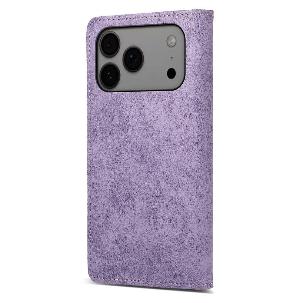 For iPhone 17 Pro Max Wallet Case RFID Blocking PU Leather Phone Cover - Purple