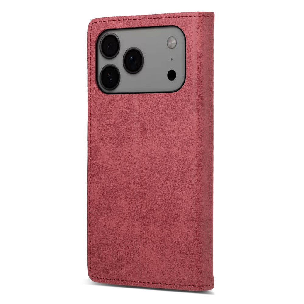 For iPhone 17 Pro Max Wallet Case RFID Blocking PU Leather Phone Cover - Red