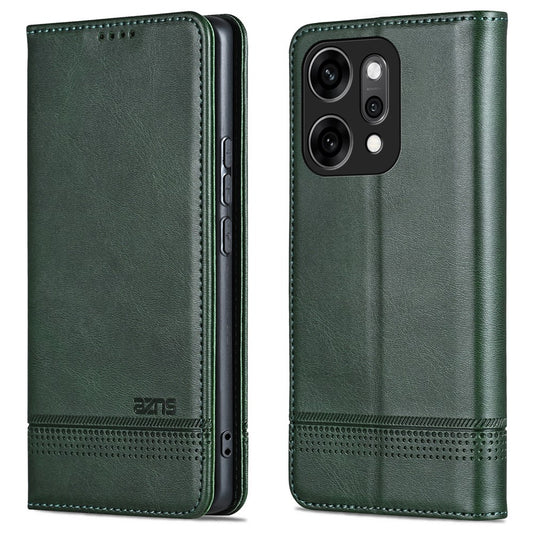 AZNS For Oppo Reno14 Pro 5G (Global) Case Cowhide Texture PU Leather Wallet Phone Cover - Green