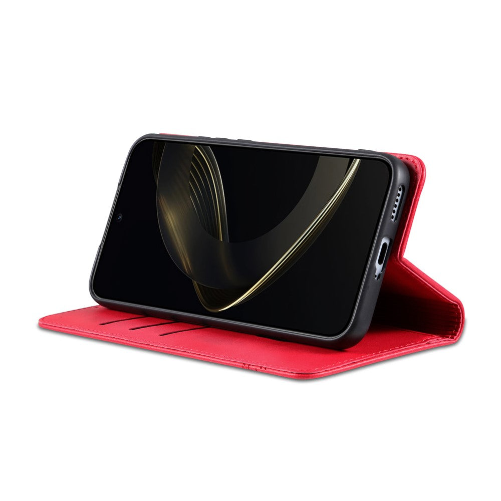 AZNS For Oppo Reno14 Pro 5G (Global) Case Cowhide Texture PU Leather Wallet Phone Cover - Red