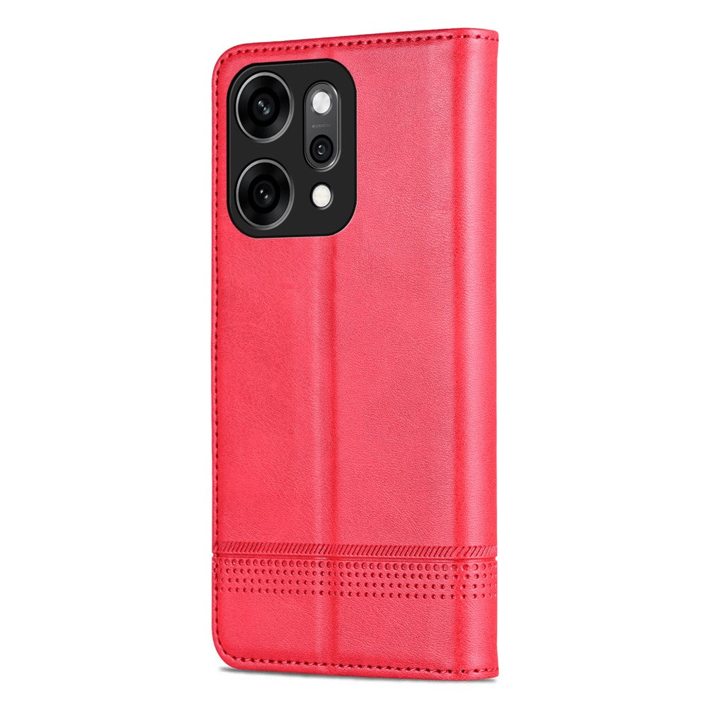 AZNS For Oppo Reno14 Pro 5G (Global) Case Cowhide Texture PU Leather Wallet Phone Cover - Red
