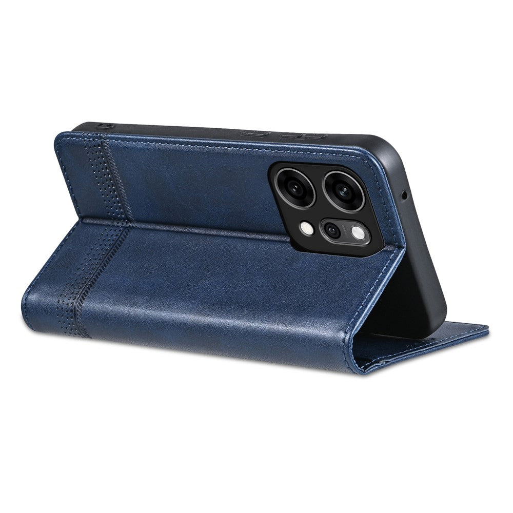 AZNS For Oppo Reno14 Pro 5G (Global) Case Cowhide Texture PU Leather Wallet Phone Cover - Blue