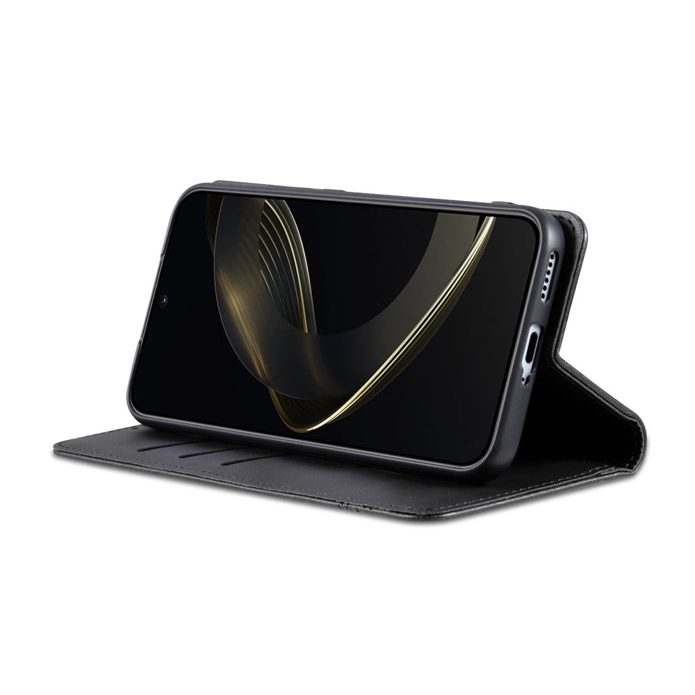 AZNS For Oppo Reno14 Pro 5G (Global) Case Cowhide Texture PU Leather Wallet Phone Cover - Black