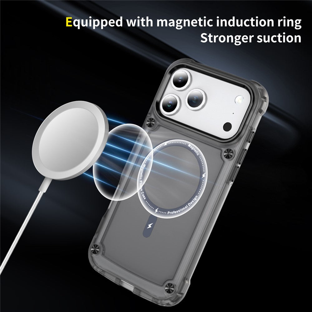 For iPhone 17 Pro Max Case Skin Touch TPU + PC Phone Cover Compatible with MagSafe - Transparent Black