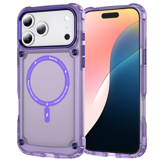 For iPhone 17 Pro Max Case Skin Touch TPU + PC Phone Cover Compatible with MagSafe - Transparent Purple
