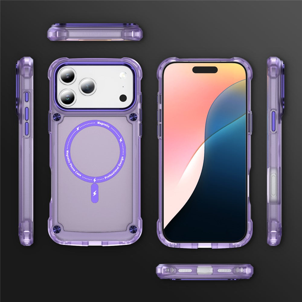 For iPhone 17 Pro Max Case Skin Touch TPU + PC Phone Cover Compatible with MagSafe - Transparent Purple