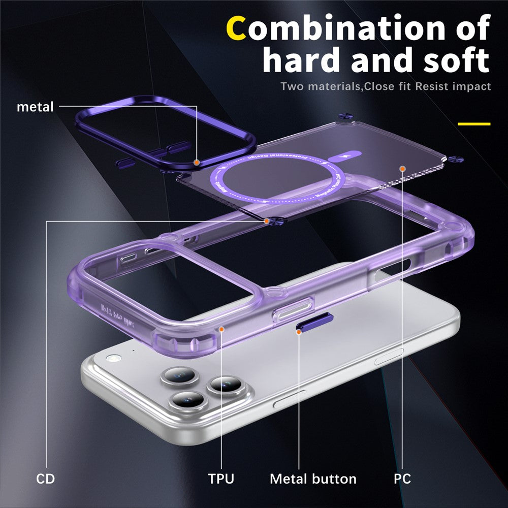 For iPhone 17 Pro Max Case Skin Touch TPU + PC Phone Cover Compatible with MagSafe - Transparent Purple