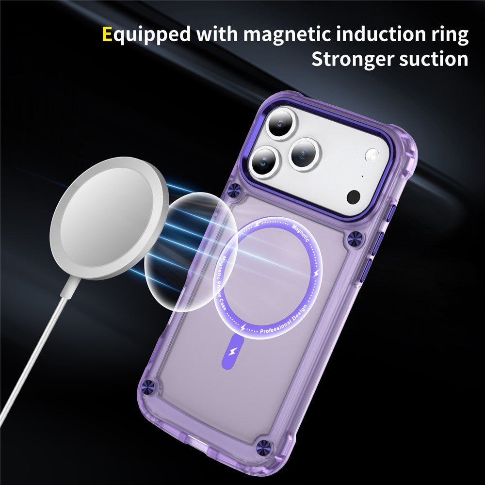 For iPhone 17 Pro Max Case Skin Touch TPU + PC Phone Cover Compatible with MagSafe - Transparent Purple