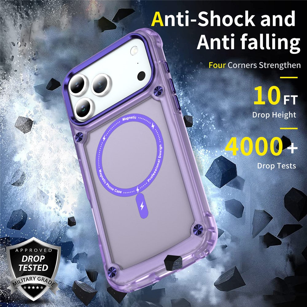 For iPhone 17 Pro Max Case Skin Touch TPU + PC Phone Cover Compatible with MagSafe - Transparent Purple