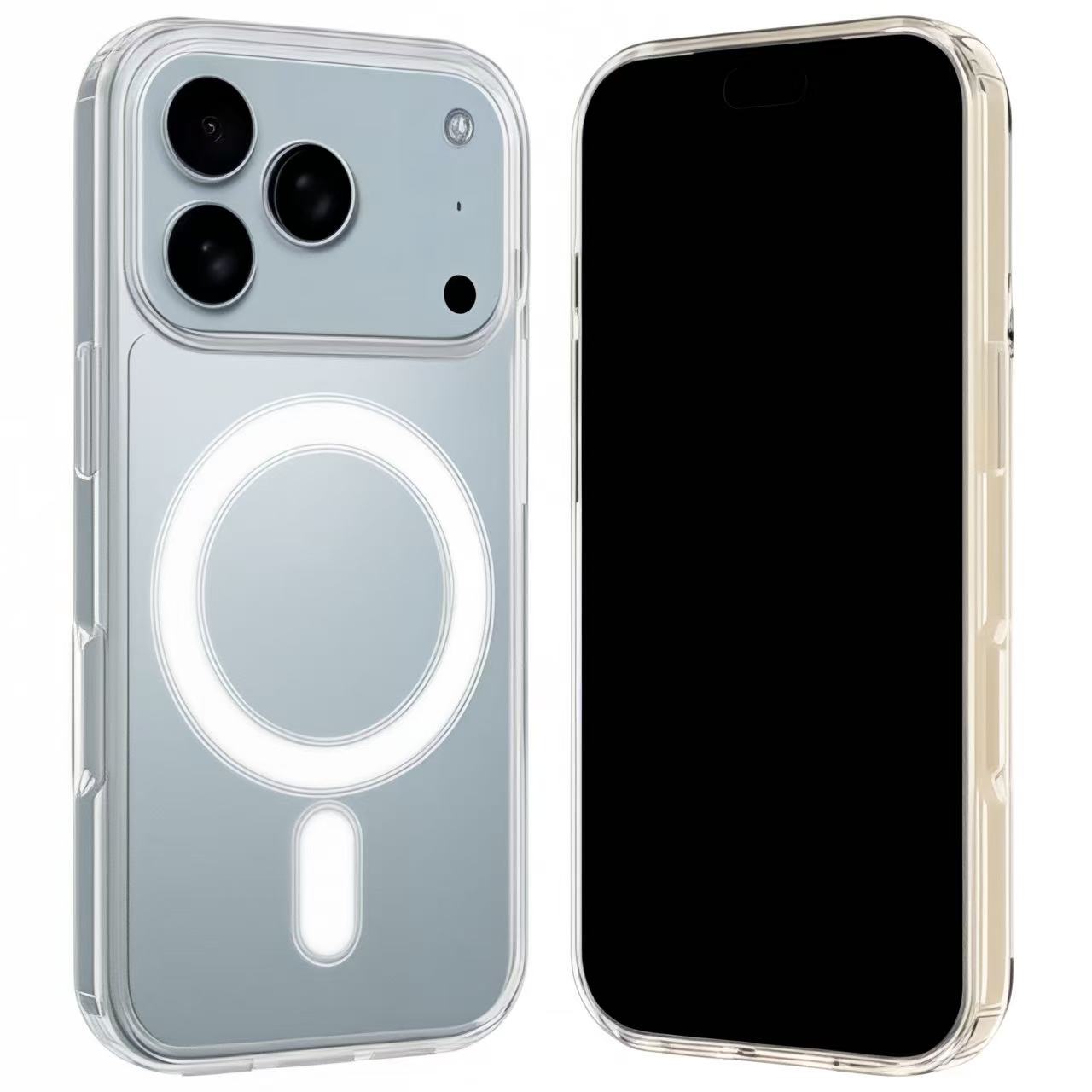 For iPhone 17 Pro Max Clear Case Compatible with MagSafe WANLONFENG LM2 Series Phone Cover (Big Lens Hole) - Transparent
