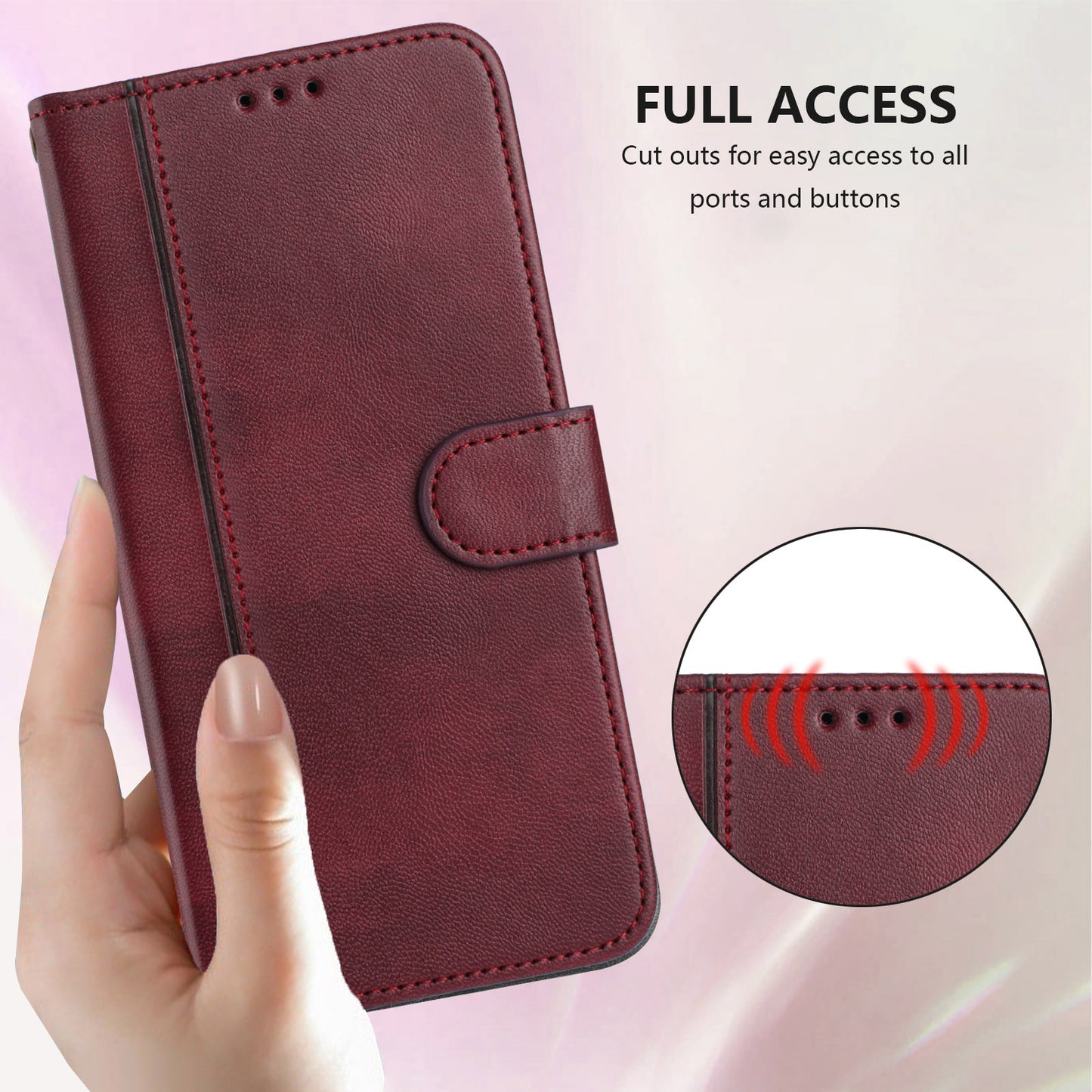 For iPhone 17 Pro Max Cases Wallet Stand Retro Texture Leather Phone Cover with Lanyard - Wine Red