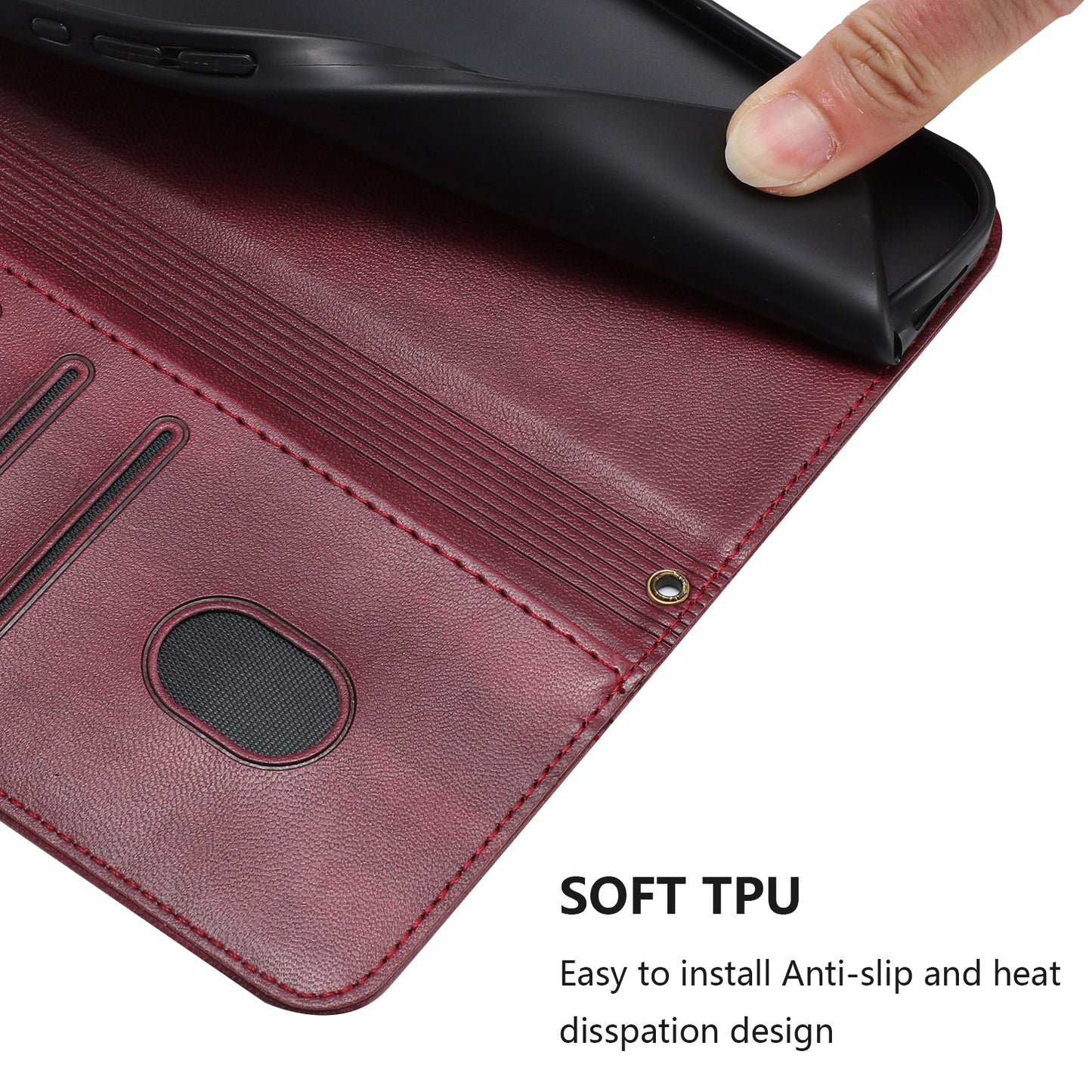 For iPhone 17 Pro Max Cases Wallet Stand Retro Texture Leather Phone Cover with Lanyard - Wine Red
